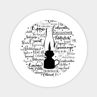 Gas Lamp Victorian Words in Dark Font Magnet